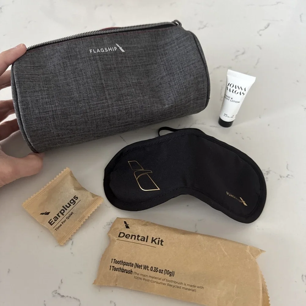 American Airlines Flagship Grey Red First Class Amenity Kit New